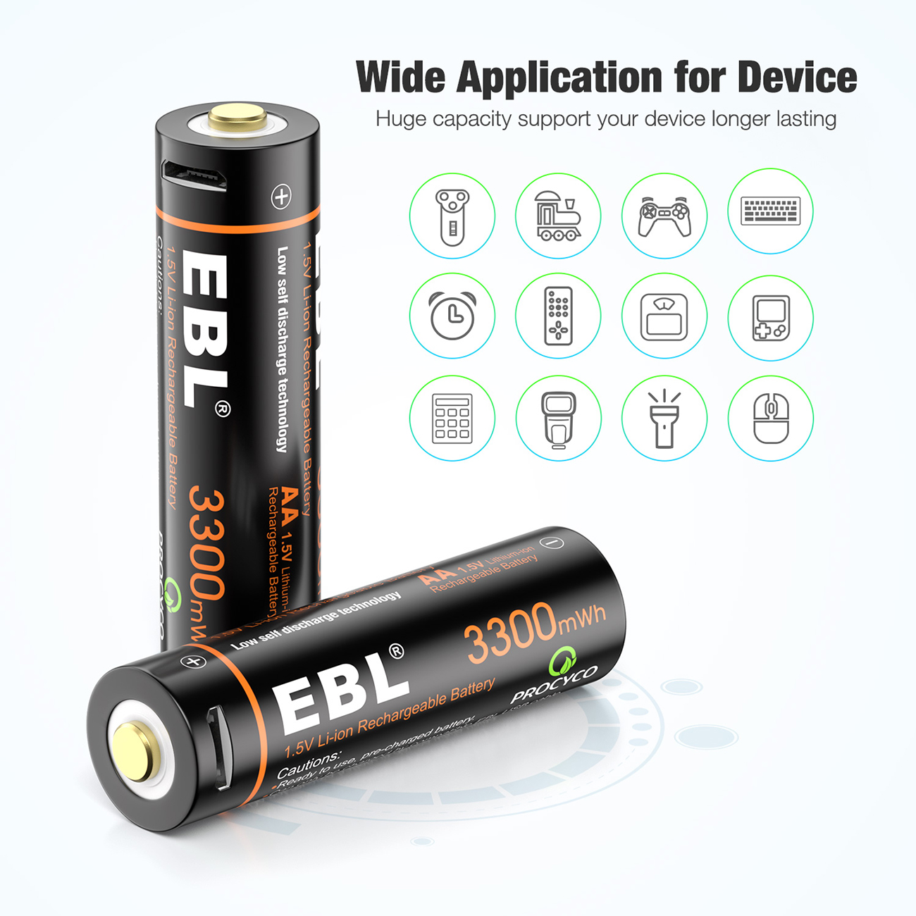 EBL rechargeable lithium battery